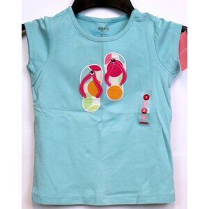 2010 Gymboree Popsicle Party Shirt sz 5 Flip Flops Dots Rhinestones Blue Short